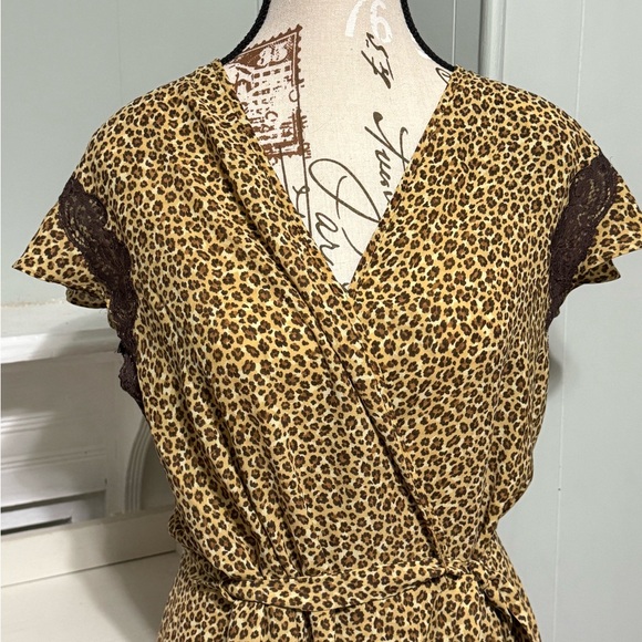 Oscar de la Renta Vintage Cheetah Animal Print Wrap Slip Dress 90s y2k - Picture 2 of 8